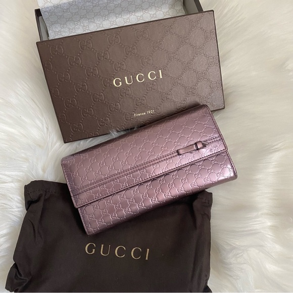 Gucci Handbags - Gucci Metallic Microguccissima Continental Wallet leather purple pink bow candy